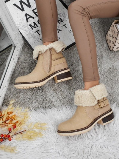 Dámské kotníkové boty z eko kůže s kožíškem Kavira