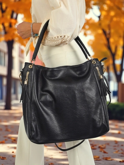 Dámská kabelka Atena Nero – elegantní černá kabelka z ekologické kůže