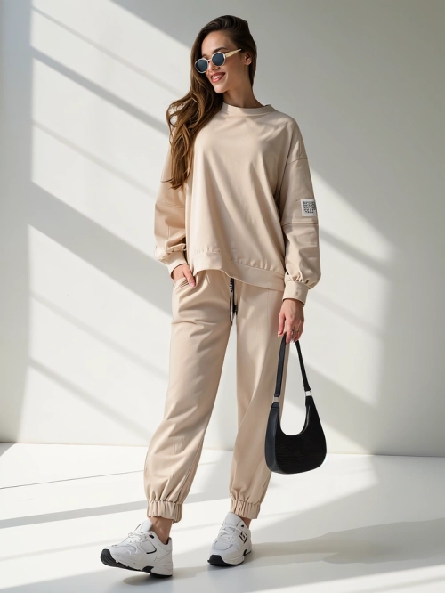 Royalfashion Жіночий бавовняний комплект з манжетами на щиколотках