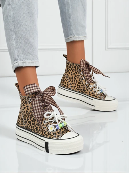 Dámské tenisky Leonora Leo hnědé na platformě – italský styl, tkanina