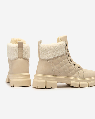 Royalfashion Béžové dámské zateplené traperské boty Hogenaf