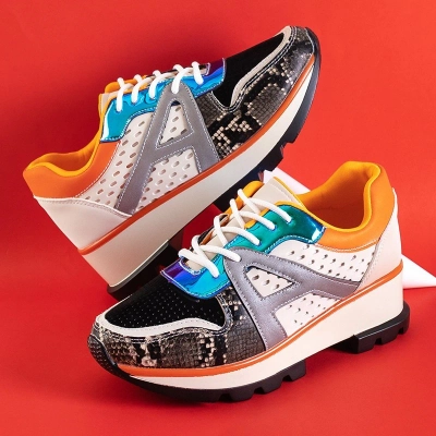 Černé a oranžové tenisky s barevnými vložkami Meia - Footwear