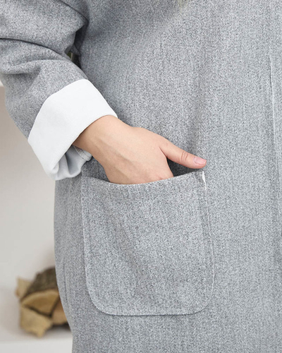 Dámský přehoz a'la kabát v šedé barvě- Oblečení