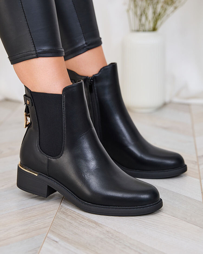 Royalfashion Černé dámské kozačky a'la sztyblety z ekokůže Frince