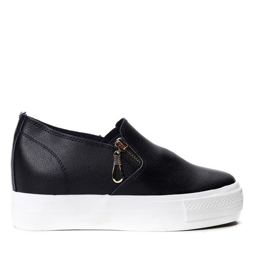 Granatowe tenisówki slip on z suwaczkami Carlee- Obuwie