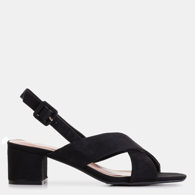 OUTLET Чорні жіночі босоніжки на низькому стовпі Liora - Взуття