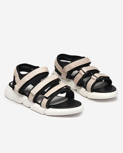 Dívčí sandály se zapínáním na suchý zip v béžové barvě Mumin-Shoes