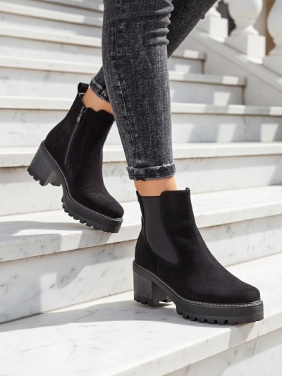 Dámské kotníkové boty Royalfashion Eco-suede na podpatku Segori