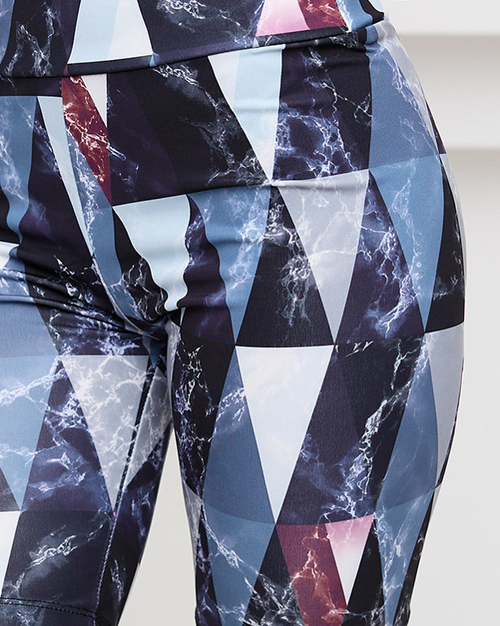 Сіро-бордові жіночі велосипедні легінси з принтом - Одяг