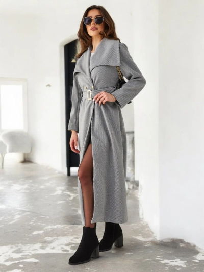 Royalfashion Жіночий максі-пальто з поясом