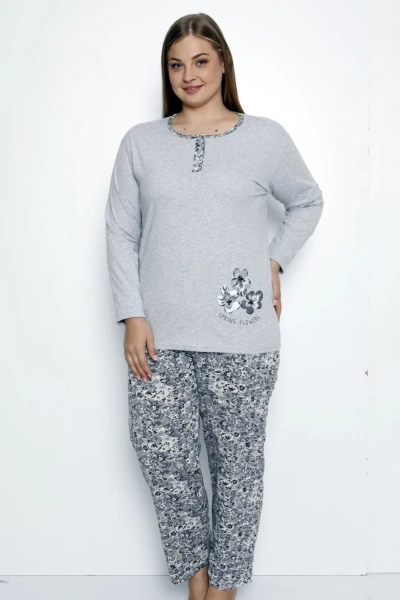 Royalfashion Cotton жіночі двокомпонентна піжама у квітах PLUS SIZE