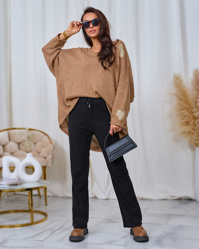 Жіночі штани з вельветової тканини Royalfashion чорного кольору