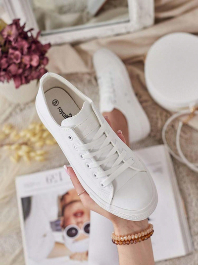Aurelia Bianche – bílé tenisky Royalfashion z ekologické kůže, ploché