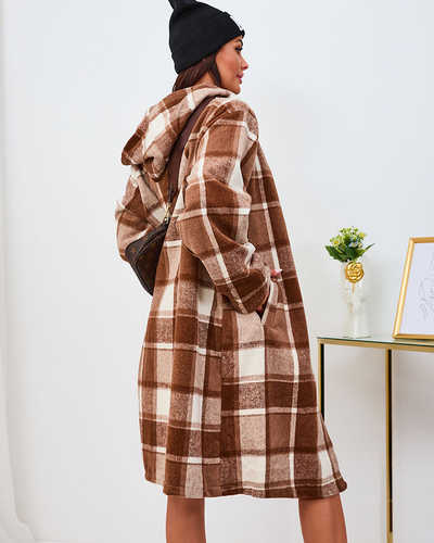 Пальто жіноче картате Royalfashion Brown