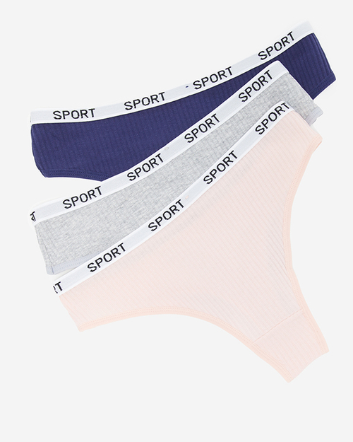 Світло-рожеві жіночі трусики стринги в рубчик - Нижня білизна