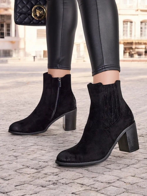 Royalfashion Еко-замшеві жіночі черевики на блоці-каблуці Cesios