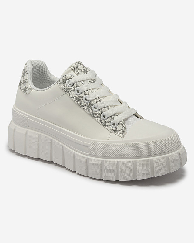 Ležérní dámská bílá sportovní obuv se vzorovanými vsadkami Leritic - Obuv