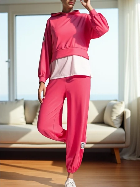 Royalfashion Dámská bavlněná souprava s košilovým vsazením