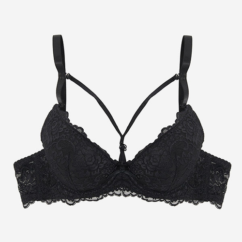 Чорний мереживний бюстгальтер з бретелями - Нижня білизна