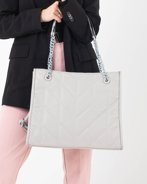 Šedá elegantní dámská kabelka s uchy na řetízky - Doplňky