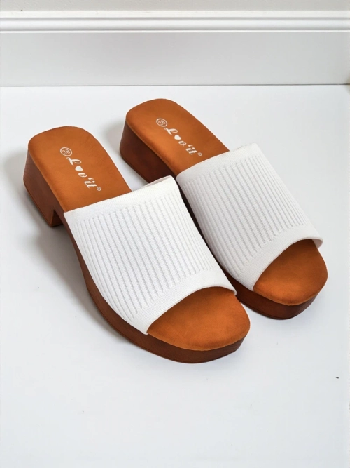 Royalfashion Жіночі шльопанці на низькому підборі Ribbed Grace