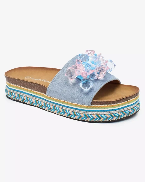 Жіночі шльопанці Royalfashion з кристалами синього кольору Bollah