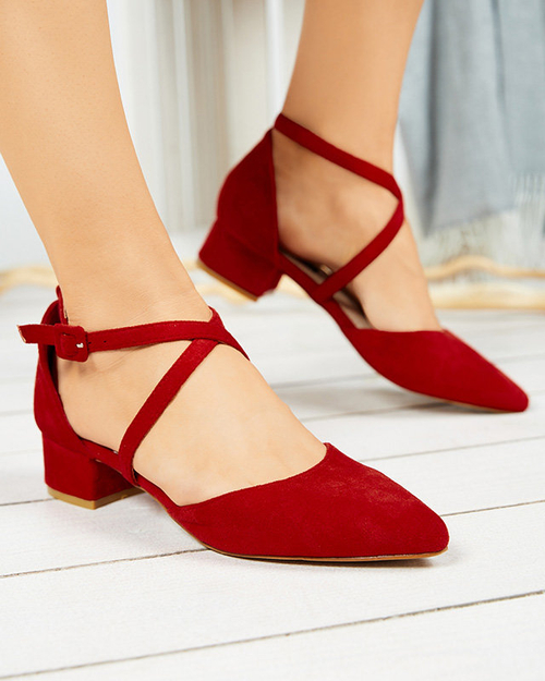 Жіночі туфлі на плоскому каблуці червоного кольору Wohasi- Shoes