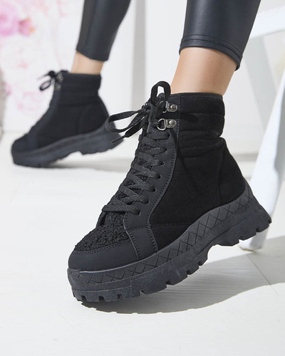 Жіночі утеплені черевики-трапери чорного кольору Wosser- Footwear