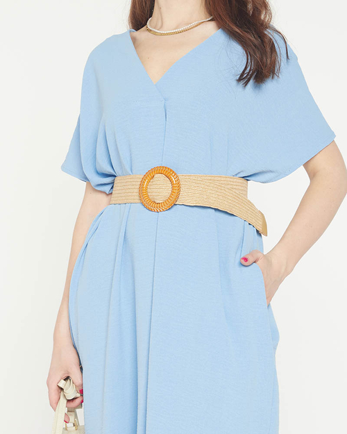 Синя сукня оверсайз з поясом