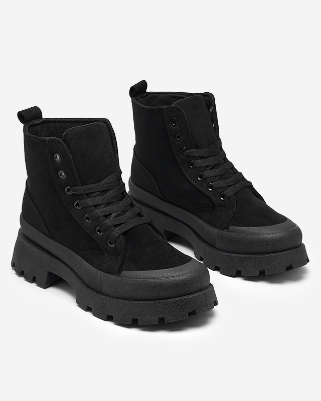 Dámské černé kozačky s eko semišem Lolut- Footwear