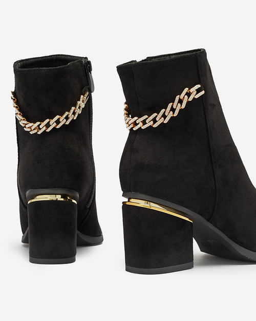 Чорні жіночі ботильйони на шпильці з ланцюжком Bellami-Footwear