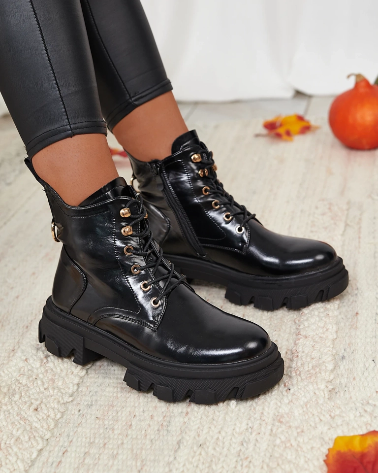 Royalfashion Černé dámské zateplené traperské boty Selori z ekokůže