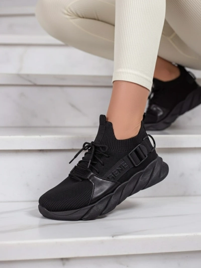 Esmeralda Černé Sneakersy na Plochém Podpatku