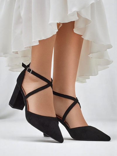 Royalfashion dámské lodičky z eko-semiše s pásky Kanastru