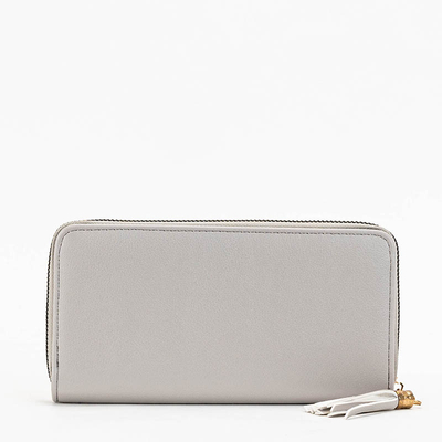 Сірий жіночий гаманець з бахромою