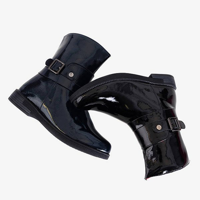 Дитячі темно-сині лаковані черевики Miusu - Взуття