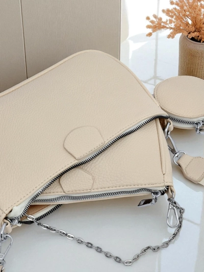 Жіноча шкіряна сумка Perseida Multi Beige з ланцюжком і сумочкою