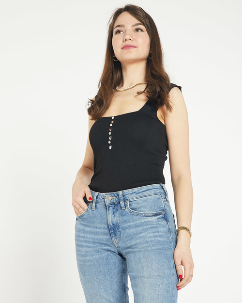 Чорний топ з цирконами