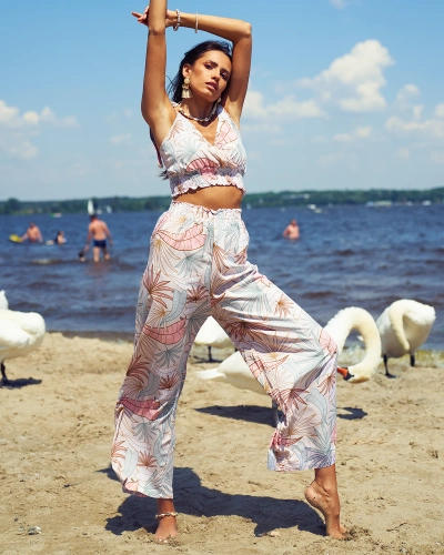 Royalfashion Візерунчастий жіночий комплект світло-рожевий