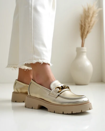 Royalfashion dámské mokasíny pozlacené Goldlove