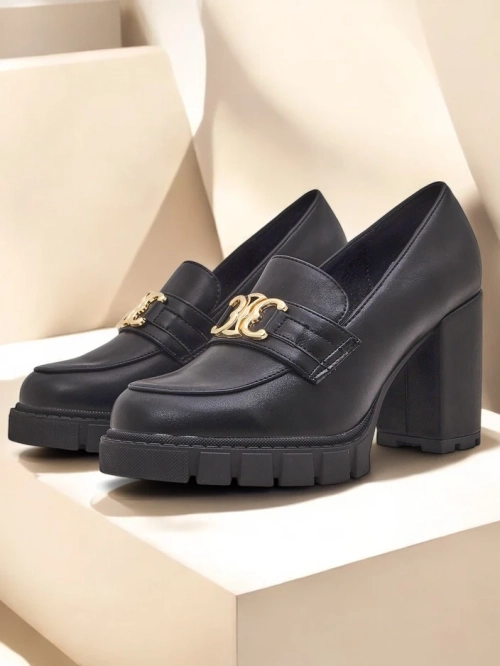 Жіночі туфлі Nero Aurora на підборах із золотою пряжкою, екошкіра