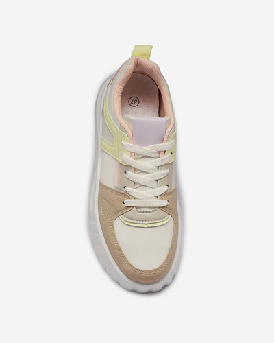 Bílá dámská sportovní obuv z ekokůže s pestrobarevnými vsadkami Netiris - Obuv