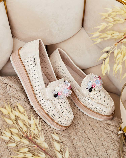 Мокасини Royalfashion з різнокольоровим камінням Restea