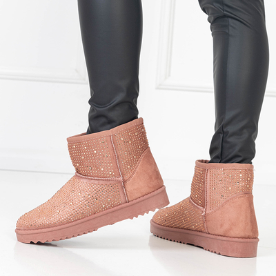 Tmavě růžové dámské sněhule s kubickými zirkony Rudis - Obuv