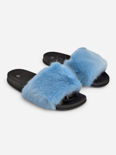 Dámské kaštanové pantofle s kožešinou Nonna- Shoes