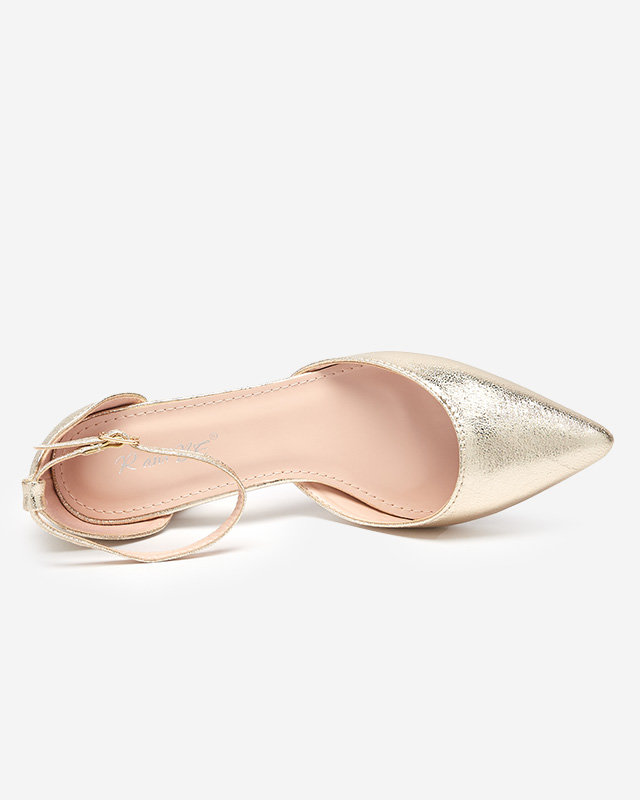 Dámské sandály na nízkém sloupku ve zlaté barvě Nerola - Obuv