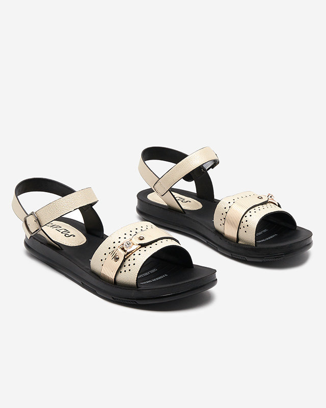 OUTLET Lesklé béžové dámské ploché sandály Nafi- Footwear