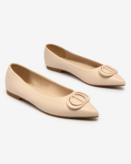 Жіночі кремові гостроносі балетки Royalfashion Cream з прикрасою на носі Manixy