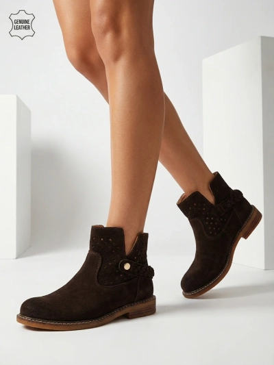 Ažurové dámské boty z přírodní kůže Unimi