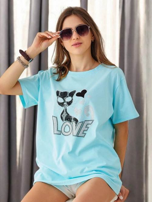 Royalfashion Жіноча бавовняна футболка Cat Love